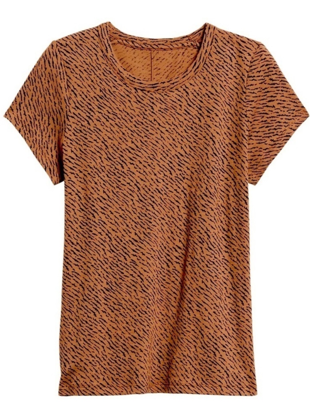 Banana Republic Tiger Animal Print Brown Short Sleeve T-shirt Cozy Slub Medium